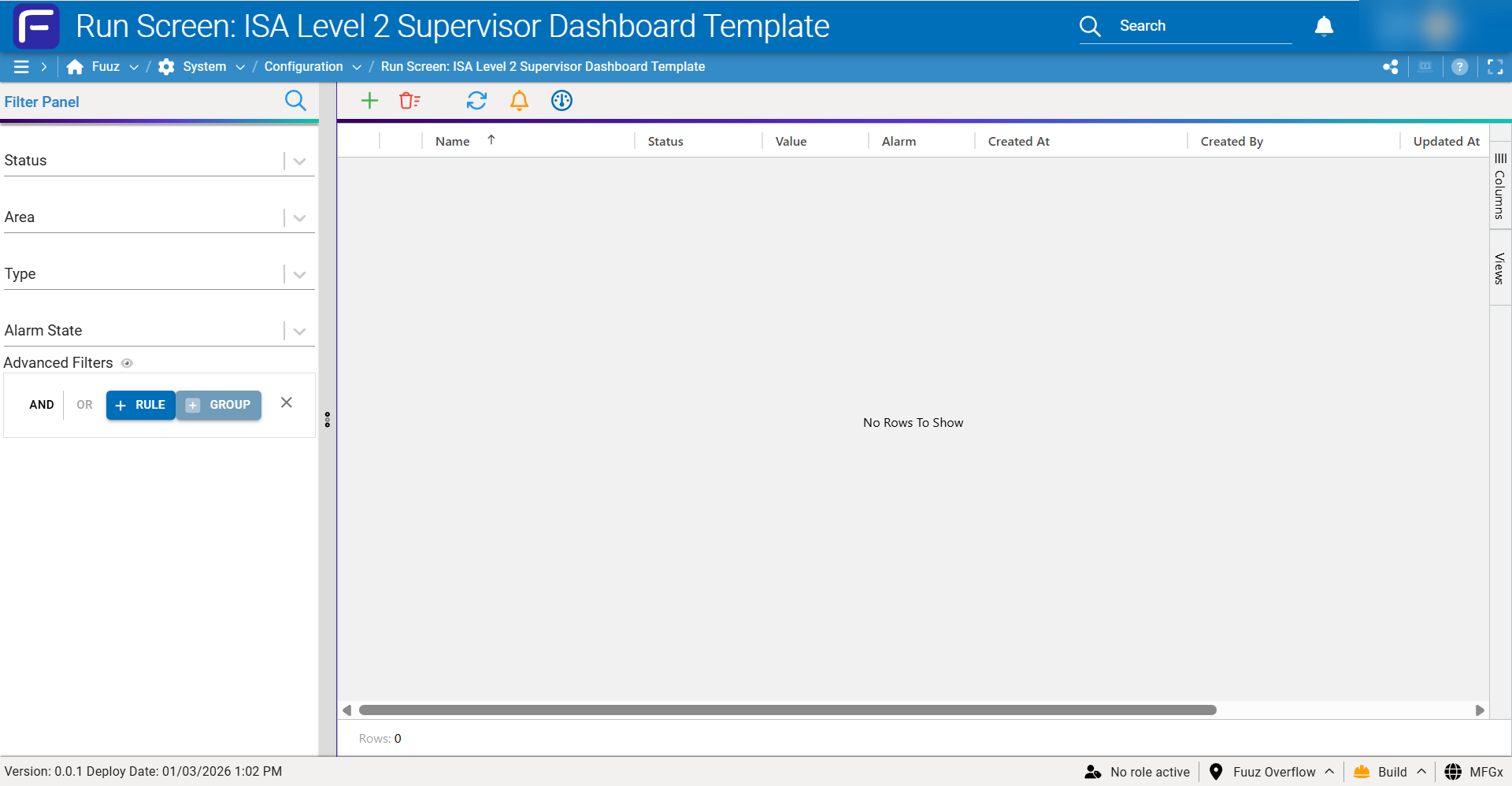 ISA Level 2 Dashboard Alarm